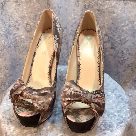 ANNA Shoes Floral Platform 5” Heels Size 8.5 medium - Picture 2 of 5
